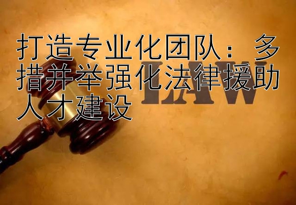 打造专业化团队：多措并举强化法律援助人才建设